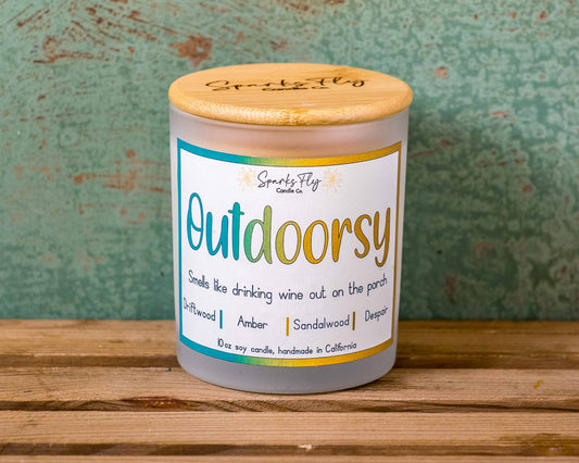 Outdoorsy Candle - The aroma of sipping fine wine in the embrace of fresh porch air.