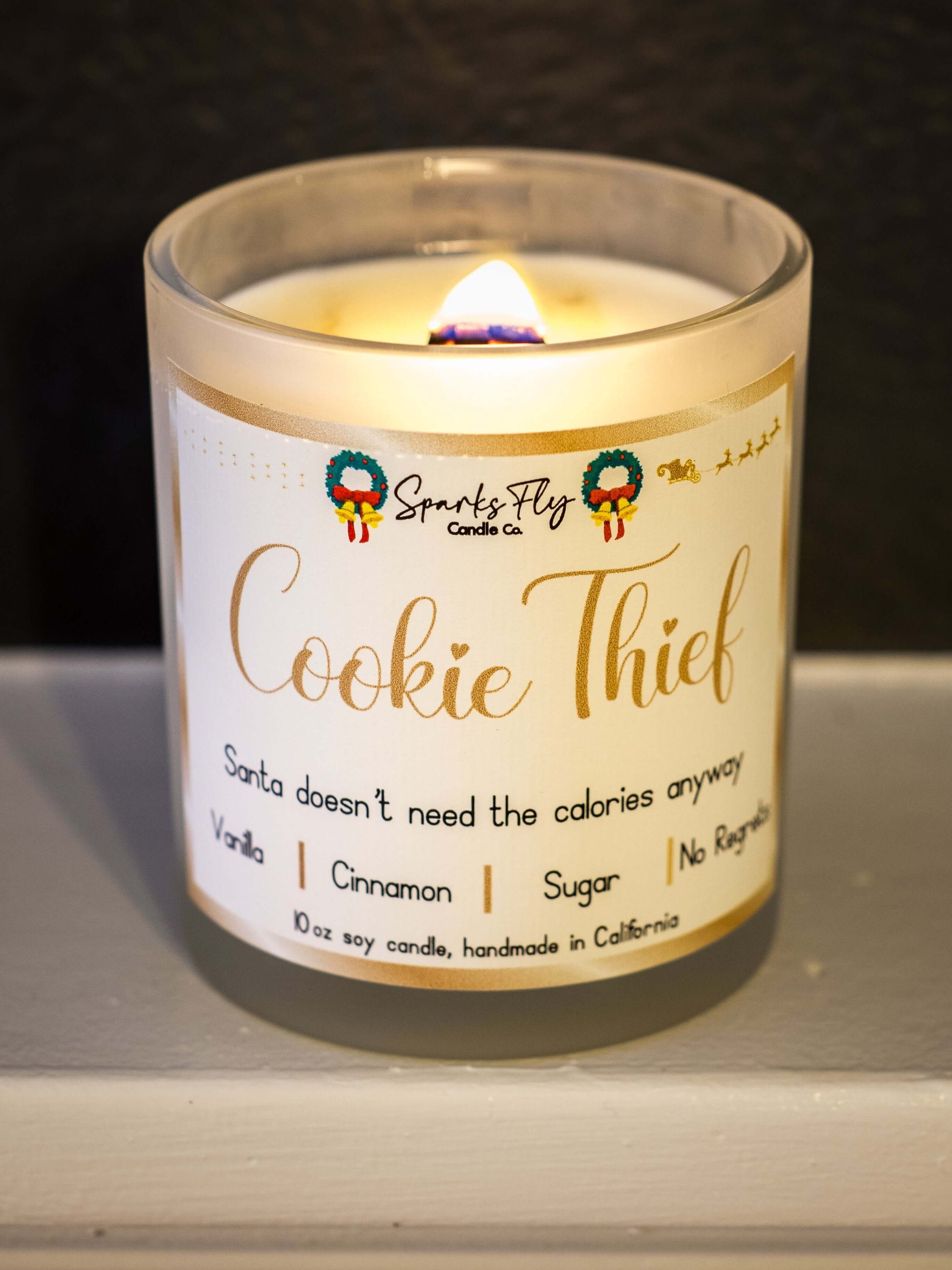 Cookie Thief Sassy Candle; saving Santa from extra calories!