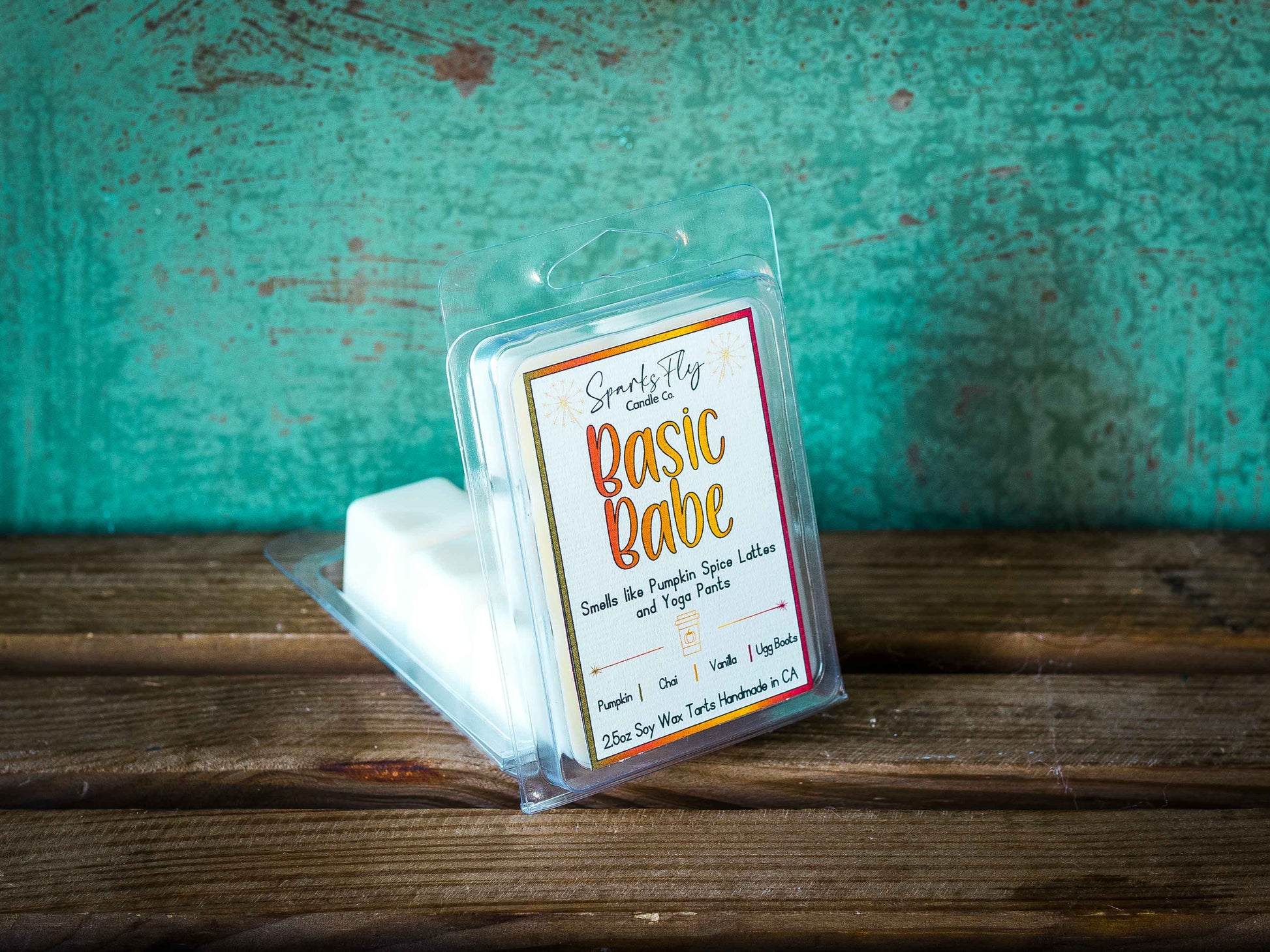 Basic Babe sassy candle; encapsulating the essence of pumpkin spice lattes and the comfort of yoga pants. satire