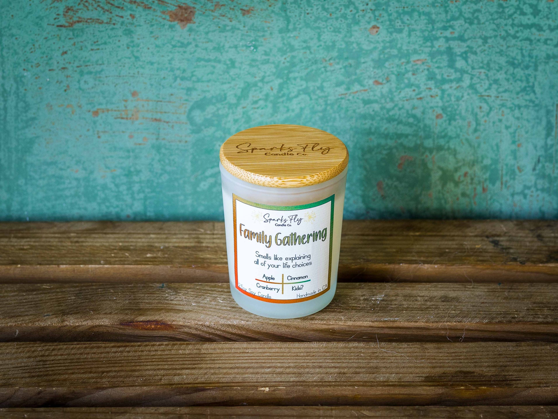 Family Gathering Candle - Scent of life choices & that all-too-familiar Q&A session at reunions.