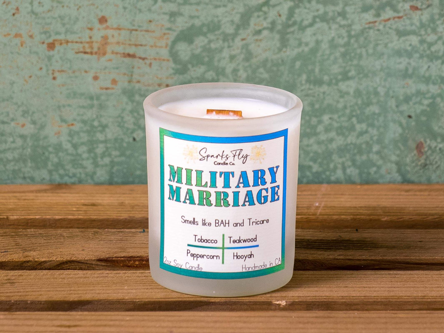 Military Marriage Candle - The comforting aroma of BAH benefits & Tricare security