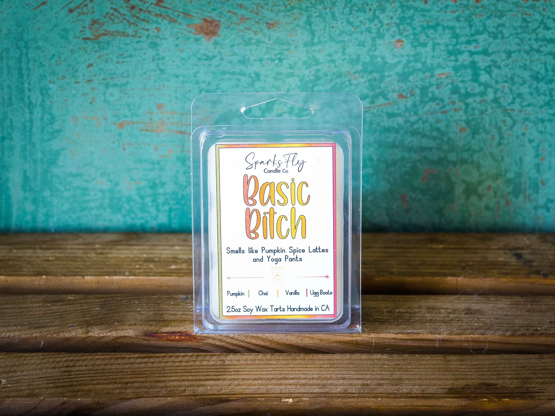 Basic Bitch sassy candle; encapsulating the essence of pumpkin spice lattes and the comfort of yoga pants. satire